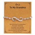 Macro detail of infinity Grandma bracelet with shimmering pavé cubic zirconia - Grandma Style (DZ-889)