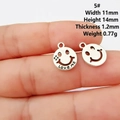 Pendentif smiley creux argenté avec gravure Love me, breloque DIY de 11x14mm - Style 5 Sourire Love Me