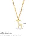 Golden and white stainless steel reindeer pendant necklace with measurements shown - Reindeer Style (G30)