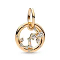 Golden S925 sterling silver zodiac charm with glittering zircons and star motif - Scorpio