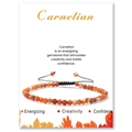 Adjustable carnelian bead bracelet with black woven cord and symbolic gift card - Red Agate Bracelet