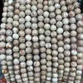 Natural emperor stone round beads with marbled cream and brown textures for DIY jewelry - Grey White Emperor Stone