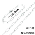 Set di gioielli minimalista in argento con collana e bracciale a maglia rettangolare - Set Collana Argento 600mm(KS137552-Z)