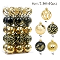 30-piece black and gold 6cm Christmas ball ornament set with mixed textures and patterns - New MJ-FH301 Black Gold Painted 30pcs / 6cm 30pcs Set