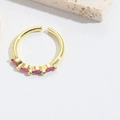 Adjustable golden V-shaped open ring featuring five marquise-cut red zircon stones - Oval Pink Zirconia