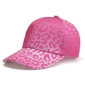 Pink leopard print baseball cap for children with a curved brim and heart-shaped pattern - Leopard Print / Rose Red