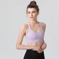 Hellvioletter High-Impact-Sport-BH mit breitem Saum für Fitness und Yoga-Unterstützung - S / Taro-Lila