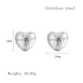 Silver geometric heart earrings in stainless steel with a unique textured finish - Silver Style (LE3528)