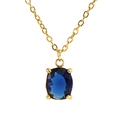 Collier plaqué or 18K avec pendentif en zircon bleu ovale et sertissage à 4 griffes - Bleu