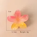 Pink and yellow gradient plumeria flower hair claw clip, size 4.5cm by 4cm, weight 6g - 4cm / Pink Yellow
