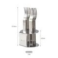 Premium zilveren 304 roestvrijstalen fruitvorkset van 6 met verticale opberghouder basis - Zilveren Geschenkset 6 Stuks met Basis / Zilver