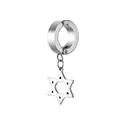 Minimalist silver hexagram star pendant ear clip earring in polished stainless steel - Hexagram / Ear Clip (Non-Pierced) / Steel