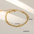 Titanium steel minimalist gold-plated chain bracelet with 4.8mm beads and lobster clasp - C-1-3 Woven Chain with Large Beads