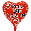 18-inch heart-shaped red foil balloon with Spanish Feliz Día Mamá festive print - 18 Inch Red Outline Heart Happy Mother's Day (TX093)