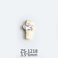Exquisite gold alloy cross nail art charm with crystal diamond inlay in 3.5x6mm size - Minimalist Cross (ZS-1218)