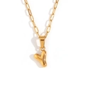 18K gold plated necklace with small bubble letter Y pendant and paperclip chain style - Gold-Y