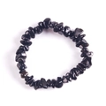 Handmade elastic bracelet with irregular black natural stone chips and polished finish - Blue Sandstone