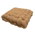 Square woven lamb wool seat cushion in khaki featuring a chunky textured knot design - Khaki