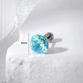 8mm square blue gradient crystal stud earring with titanium steel screw back - 8MM Fat Square - 1 Piece / Moonlight Lake Blue (A143-6)