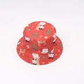 Reversible red Christmas bucket hat with Santa, reindeer, and snowflake festive print - One Size / Santa Claus - Red
