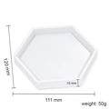 White hexagonal silicone resin mold for DIY coasters with precise size markings - Hexagon