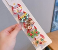 Détail de 10 élastiques à cheveux de Noël avec Père Noël, renne et bonhomme de pain d'épices - Style 3 (Lot de 5 paires d'élastiques de Noël rouges)