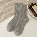 Women's warm grey wool blend socks with cute speckled pattern and ribbed texture - Light Gray