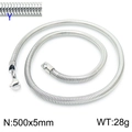 Chaîne serpent en acier inoxydable argenté variante 500mm de long et 5mm de large - 500mm x 5mm / Argent (KN203801-Z)