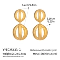 Dimensions détaillées des boucles d'oreilles boules creuses en acier inoxydable pour femmes - Or (YYE025433-G)