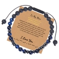 Morse code bracelet with blue tiger eye and lava stone on To My Brother message card - To My Man Style (With Card)