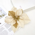 Artificial champagne gold poinsettia with glitter mesh petals for Christmas tree decor - Gold Glitter Mesh