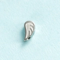 Detail of silver angel wing pendant with polished edges and matte inner texture - Steel (Vertical Hole)