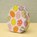 Flat egg-shaped Easter tin box with colorful floral and wave patterns for gift storage - Style E
