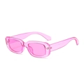 Retro narrow rectangle sunglasses with transparent pink frame and PC temples - Transparent Rose Red Rose Red Lens