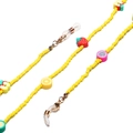 Detail of colorful fruit charms and yellow beads on this glasses and mask chain strap - Yellow