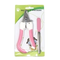 Pink and white pet nail clipper set with stainless steel file in blister packaging - Curved Small Pink + File (Pack)