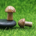 Mini 2cm natural stone mushroom figurine in brown and beige texture for garden decor - Jasper