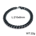 8mm black stainless steel Cuban link bracelet for men with lobster clasp, 210mm length - 8mm / Black