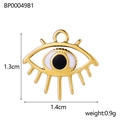 Detail view of gold-rimmed Evil Eye pendant charm with size 1.3x1.4cm and weight 0.9g - White Black Evil Eye (BP00049B1)