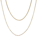 Detail of gold-plated layered snake and water-wave chain necklace on white backdrop - Gold Snake Chain + Gypsophila