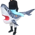 Funny grey shark inflatable costume for adults, festive party performance outfit - Riding A Shark With Its Tail Raised / One Size