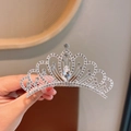 Silver girls tiara crown with sparkling rhinestones and heart shaped crystal details - 12# Gorgeous Crown Hair Comb