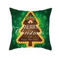 Groene kerstkussensloop met feestelijke boom en Merry Christmas-tekst op witte achtergrond - Donkergroene Kerstboom