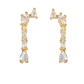 Golden drop earrings with pear and marquise-cut zircons in a curved crawler design - Curved Ear Crawler / Gold