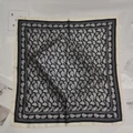 Elegant black and cream paisley silk scarf featuring a sophisticated border design - Cashew Black Small Square Scarf / 65