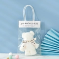 Creative white coral fleece bear towel in a transparent gift bag with ribbon - 30*30cm / Cream Bear + OPP Bag