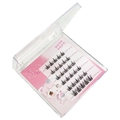 Self-adhesive black cluster false eyelashes in a pink case with DIY segment design - Transparent Glue-Free Lazy Trilogy