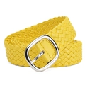 Yellow woven PU leather belt with silver buckle for summer dresses in a sweet candy style - Yellow