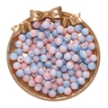 Blue and pink gradient glass beads with ice crack texture for DIY jewelry making - 50Pcs/10mm / Opal Style Bead - Blue Pink