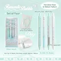 Mint green ballet-style gel pen set with four 0.5mm pens and decorative silver ribbon - 4Pcs/Set / Mint Green